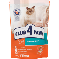 

Корм д/ стерил.кошек "CLUB 4 PAWS" 300г