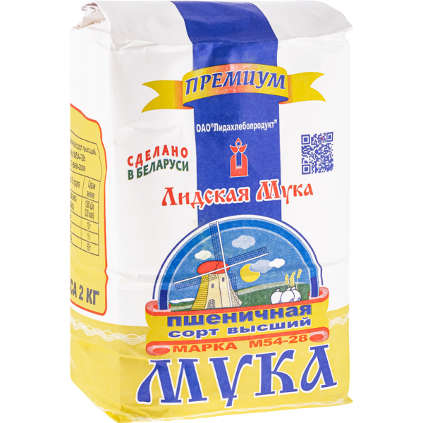 Мука пшеничная «Лидская мука» М 54-28, премиум, 2 кг купить с доставкой ...