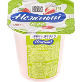 Йо­гурт­ный про­дукт «Неж­ный. Лег­кий» с соком клуб­ни­ки, 0.1%, 95 г