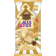 Шоколад Alpen Gold Max Fun белый, со взрывной карамелью, шоколадным драже мармеладом и карамелью со вкусом апельсина, 140 г