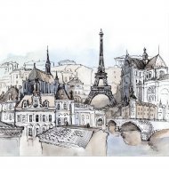 Фотообои «Citydecor» Акварельный Париж, 3 листа, 300х254 см