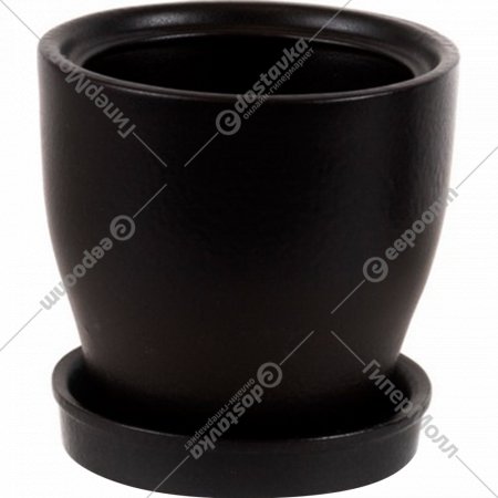 Горшок для цветов «Котовский Дом Керамики» Крокус №3, 4106, черный матовый, 9х13.5 см