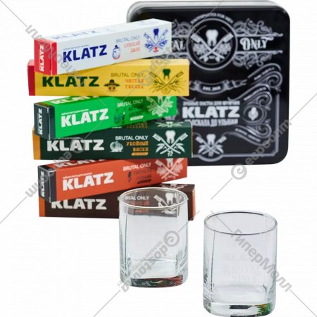 Набор зубных паст «Klatz» Brutal Only, паста + бокал для виски, 331193, 8 предметов