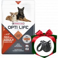 Корм для собак «Opti Life» с чувствительным пищеварением, ягненок и рис, 12.5 кг + поводок-рулетка L в подарок