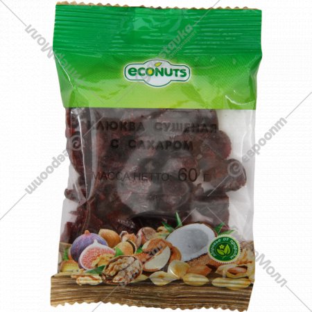 Клюква сушеная «Econuts» с сахаром, 60 г