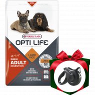 Корм для собак «Opti Life» для мелких пород с чувствительным пищеварением, ягненок и рис, 7.5 кг + поводок-рулетка S в подарок