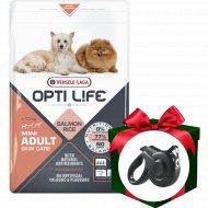 Корм для собак «Opti Life» для мелких пород с чувствительной кожей, лосось и рис, 7.5 кг + поводок-рулетка S в подарок