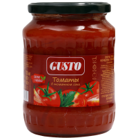 

Томаты"GUSTO"(неочищ.в томатн.соке)680г