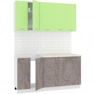 Готовая кухня «Кортекс-мебель» Корнелия Лира 1.6, зеленый/оникс/опал