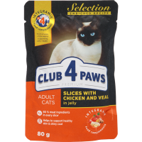 

Конс.корм д/к"CLUB 4 PAWS"(кур+тел.)80г