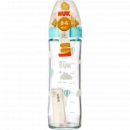 Бутылочка стеклянная с соской «Nuk» размер М, 240 мл.