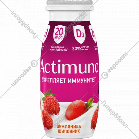 Кисломолочный продукт «Actimuno» с земляникой и шиповником 1,5%, 95 г