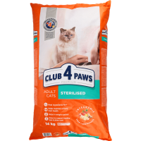 

Корм д/стер.кошек прем"CLUB 4 PAWS"14кг