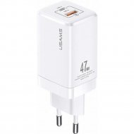 Сетевое зарядное устройство «Usams» US-CC137 T41 47W GaN (А+С) Mini (EU) белый, CC137TC02