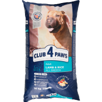 

Корм д/с прем"CLUB 4 PAWS"(ягн+рис.)14кг