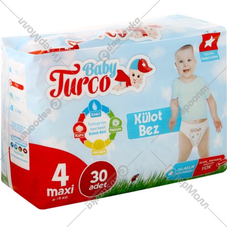 Подгузники-трусики детские «Baby Turco» размер 4, 8-18 кг, 30 шт