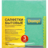 

Салфетки бытовые"DOMPI"(34х34)3шт зел