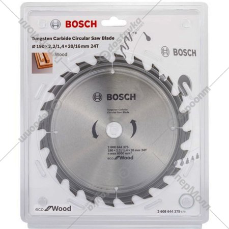 Диск пильный «Bosch» Eco Wood, 2608644375, 190х20 мм