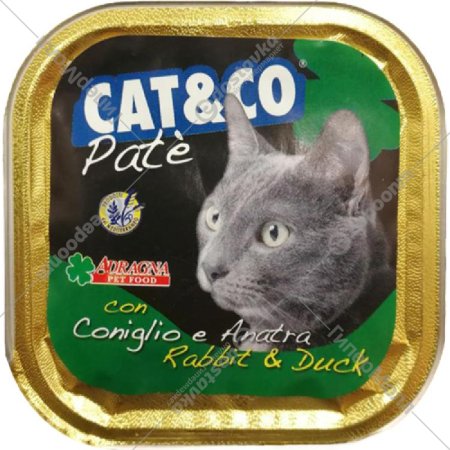 Корм для кошек «Adragna» консервированный, Cat&Co, 4101/01/CAT, паштет из кролика и утки, 100 г