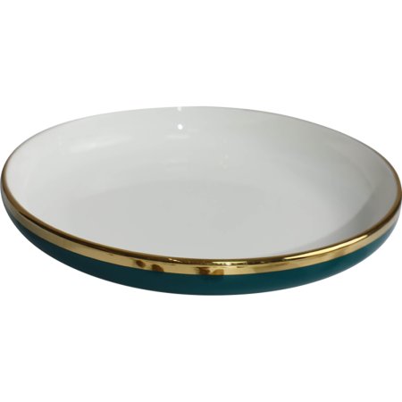 Тарелка AksHome Moonshine, темно-зеленый/золото, 26х3.8 см