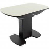 Обеденный стол «Аврора» Корсика, стекло, молочный/дуб венге/венге матовый, 142х70 см