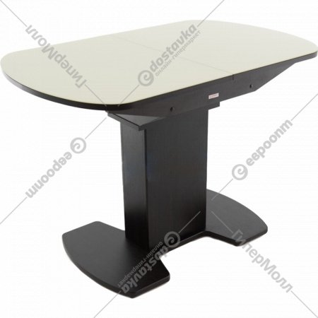 Обеденный стол «Аврора» Корсика, стекло, молочный/дуб венге/венге матовый, 142х70 см