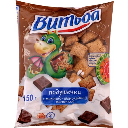 Сухой завтрак Витьба подушечки, с молочно-шоколадной начинкой, 150 г
