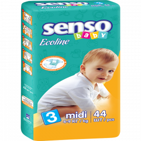Под­гуз­ни­ки «Senso» Baby Ecoline размер 3, 4-9 кг, 44 шт