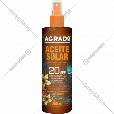 Солнцезащитное средство «Agrado» SPF 20, 250 мл