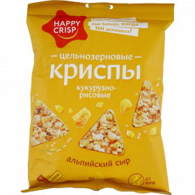 Криспы цельнозерновые «Happy Crisp» кукурузно-рисовые, со вкусом сыра, 50 г