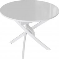 Обеденный стол «ТриЯ» Diamond Тип 3, белый глянец /белый муар, 1000 мм