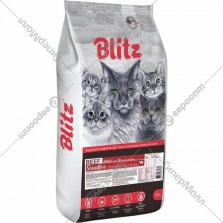 Корм для кошек «Blitz» Adult Cats Beef, 4409, 10 кг