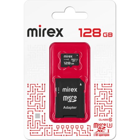 Карта памяти «Mirex» Class 10 UHS-I U3 128GB, с адаптером