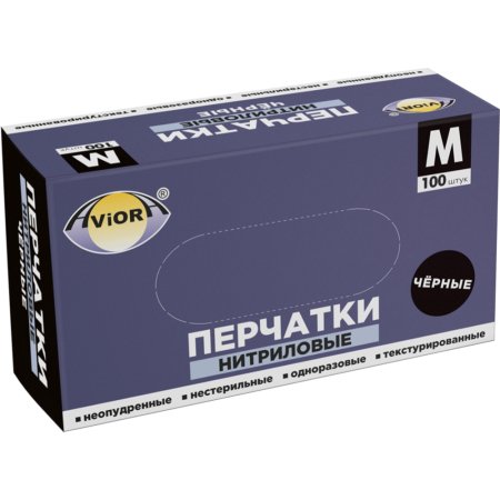 Перчатки нитриловые Aviora черный, размер М, 100 шт