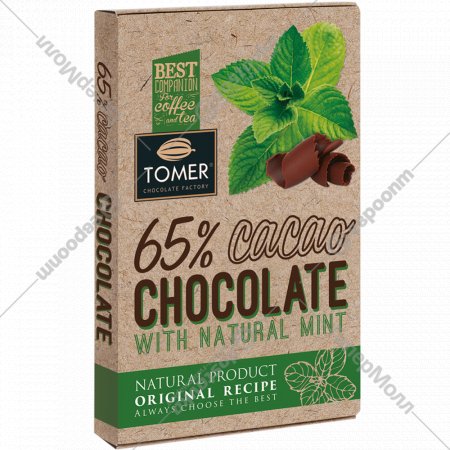 Шоколад «Томер» горький 65%, с мятой, 90 г