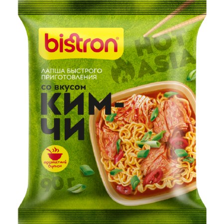 Лапша быст­ро­го при­го­тов­ле­ния Bistron со вкусом кимчи, 90 г