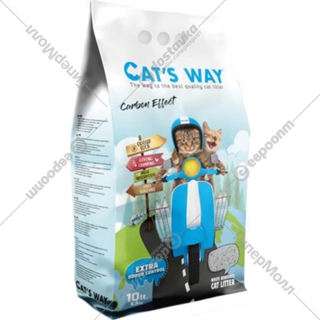 Наполнитель для туалета «Cat's Way» Carbon Effect, с антибактериальным углем, CTSWYBX01-002, 10 л