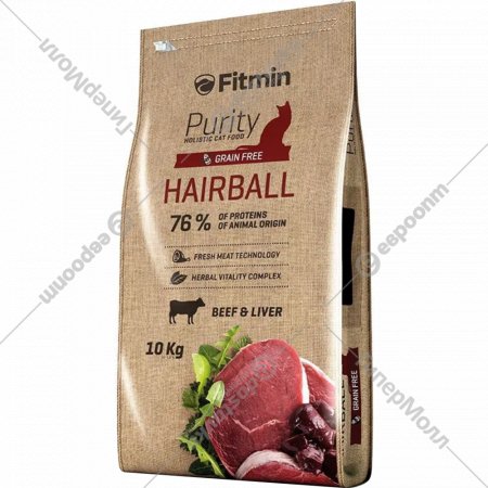 Корм для кошек «Fitmin» Purity Hairball, с говядиной и печенью, 1.5 кг