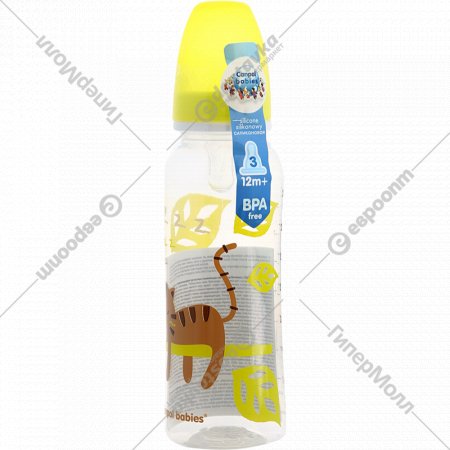 Бутылочка для кормления «Canpol Babies» желтый, пластиковая, 250 мл.