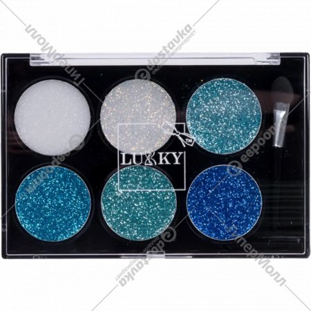 Крем-тени для век «Lukky» с блестками, бело-голубой, 6 цветов, 5 г
