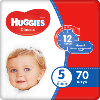 

Подг"HUGGIES CLASS. GIGA"(5 11-25кг)70шт