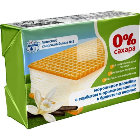 Мороженое УП Минский хладокомбинат №2 пломбир с сорбитом и ароматом ванили, 90 г