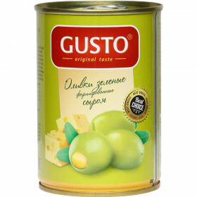 Оливки «Gusto» зе­ле­ные, фар­ши­ро­ван­ные сыром, 280 г