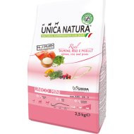 Корм для собак «Unica» Natura, 2315, для собак мелких пород, семга, рис и горох, 2.5 кг