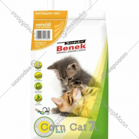 Наполнитель для туалета «Super Benek» Corn Cat натуральный, 7 л