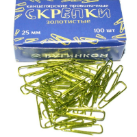 

Скрепки "БУГИНКОМ"(25мм, золот.)100шт.