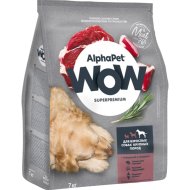 Корм для собак «AlphaPet» Wow, 120301, для взрослых собак крупных пород, говядина, сердце, 7 кг