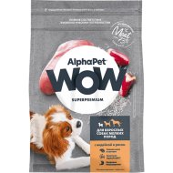 Корм для собак «AlphaPet» Wow, 121331, для взрослых собак мелких пород, индейка и рис, 7 кг