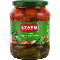 

Ассорти "GUSTO" (черри,корнишоны) 680г