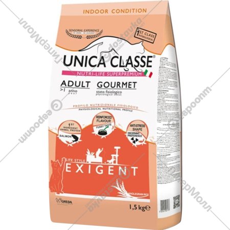 Корм для кошек «Unica» Alleva Classe Gourmet, 3725, для взрослых кошек, лосось, 10 кг